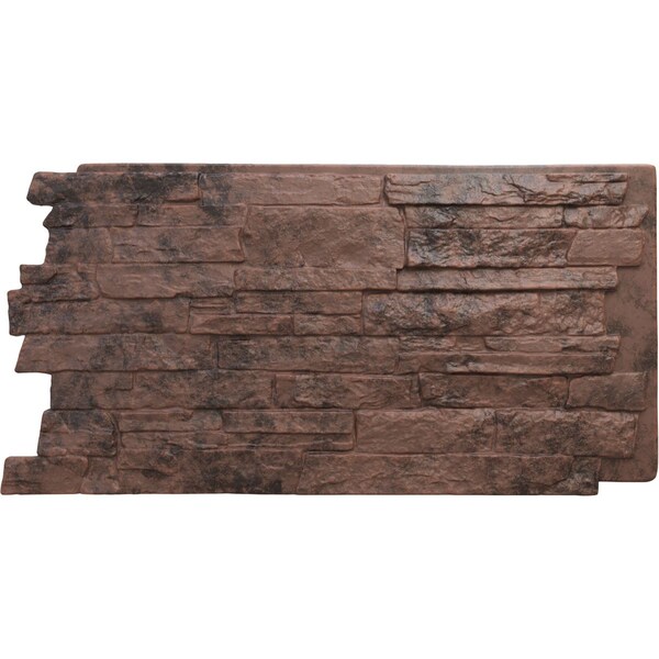 Ekena Millwork 49"W x 25 1/2"H x 1 1/4"D Acadia Ledge Stacked Stone StoneWall Faux Stone Siding Panel Canyon Brown PNU24X48ALCB - main